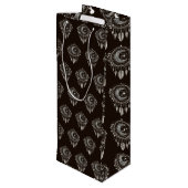 Crescent Moon Golden Dream Catcher op zwart Wijn Cadeautas (Achterkant Gekanteld)