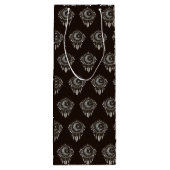 Crescent Moon Golden Dream Catcher op zwart Wijn Cadeautas (Achterkant)