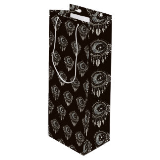 Crescent Moon Golden Dream Catcher op zwart Wijn Cadeautas