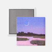 Crescent Moon & Heron Twilight Marsh Magneet (Voorkant / Achterkant)