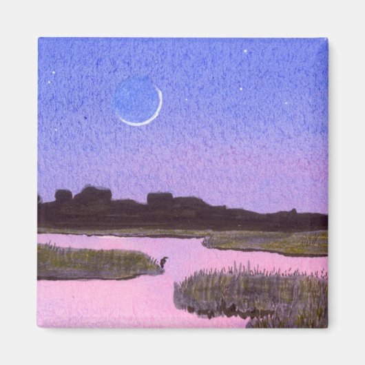 Crescent Moon & Heron Twilight Marsh Magneet (Voorkant)