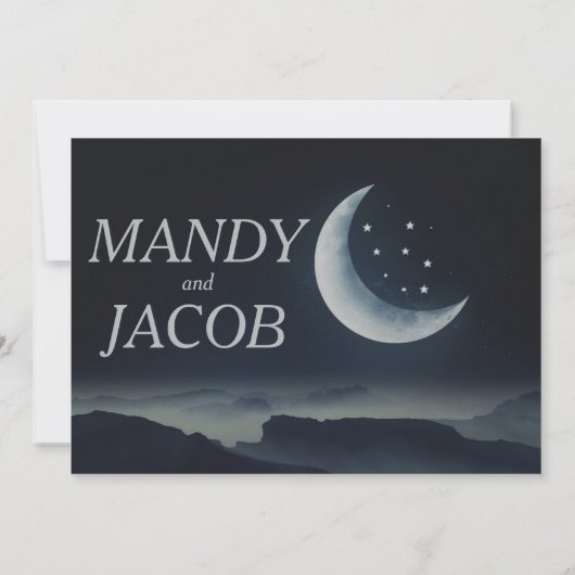 Crescent moon huwelijksuitnodiging kaart (Achterkant)