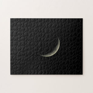 Crescent Moon in Black Sky Jigzaag Puzzle Legpuzzel