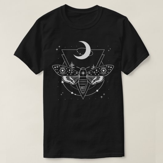 Crescent Moon Insect Moth Witchcraft Wicca Occult T-shirt (Design voorkant)