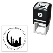 Crescent Moon Islamitische Religie Retourlabel Zelfinktende Stempel (In situ)