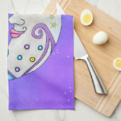 Crescent Moon Kleurrijke Vormen  Gezicht Paarse Theedoek (Quarter Fold)