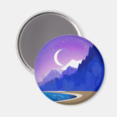 Crescent Moon, Lake en Mountains in Violet & Blue Magneet (Voorkant / Achterkant)