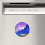 Crescent Moon, Lake en Mountains in Violet & Blue Magneet (Insitu (Vaatwasser))