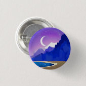 Crescent Moon, Lake en Mountains in Violet & Blue Ronde Button 3,2 Cm (Voorkant /achterkant)