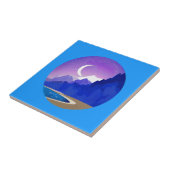 Crescent Moon, Lake en Mountains in Violet & Blue Tegeltje (Zijkant)