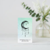 *~* Crescent Moon Luna Talisman Shaman Glitter Visitekaartje (Staand voorkant)