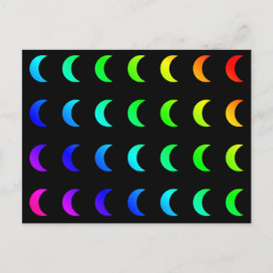 Crescent Moon Lunar Luna Colorful Rainbow Colors Briefkaart
