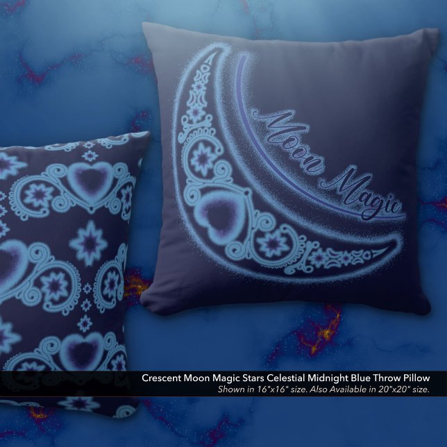 Crescent Moon Magic Stars Celestial Midnight Blue Kussen (Crescent Moon Magic Stars Celestial Midnight Blue Throw Pillow)