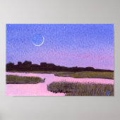 Crescent Moon Marsh & Heron Poster (Voorkant)