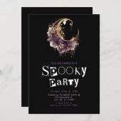 Crescent Moon minimalistische Halloween partij Kaart (Voorkant / Achterkant)