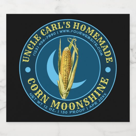 Crescent Moon Moonshine Label Sjabloon Likeurfles Etiket (Enkel label)