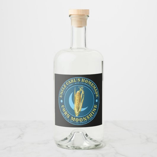 Crescent Moon Moonshine Label Sjabloon Likeurfles Etiket (Voorkant)