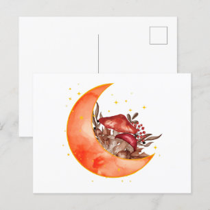 Crescent Moon Mushroom Cottcore Fungi Mycologie Briefkaart
