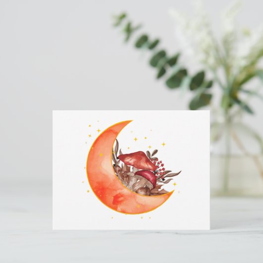 Crescent Moon Mushroom Cottcore Fungi Mycologie Briefkaart (Staand voorkant)