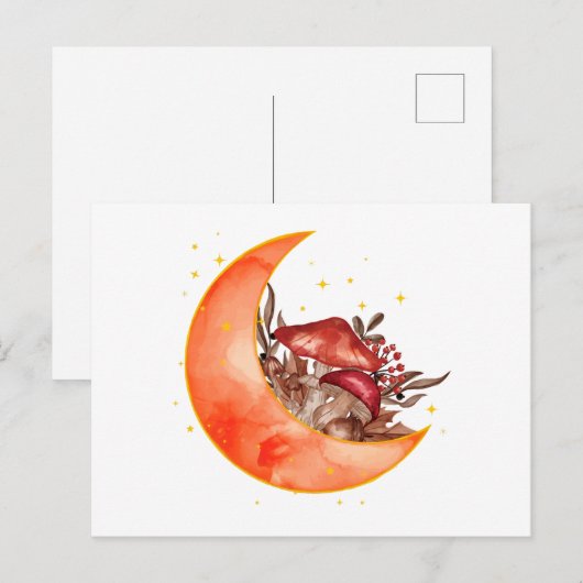 Crescent Moon Mushroom Cottcore Fungi Mycologie Briefkaart (Voorkant / Achterkant)