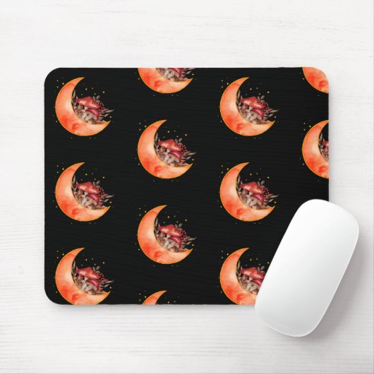 Crescent Moon Mushroom Cottcore Fungi Mycologie Muismat (Met muis)