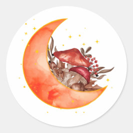 Crescent Moon Mushroom Cottcore Fungi Mycologie Ronde Sticker