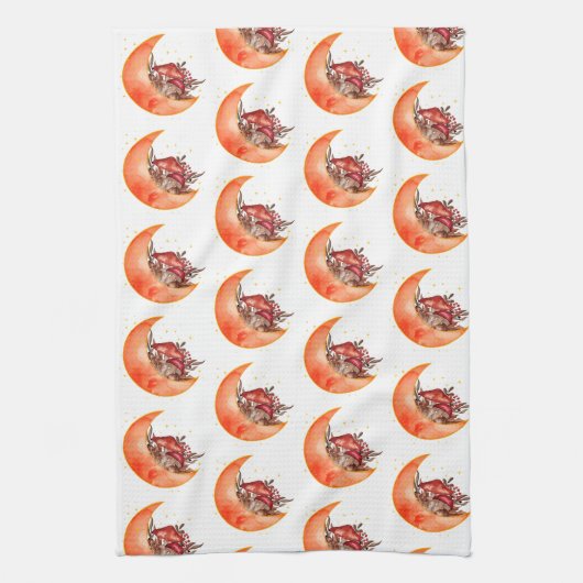 Crescent Moon Mushroom Cottcore Fungi Mycologie Theedoek (Verticaal)