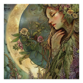 Crescent Moon Ostara Glossy Perfect Poster