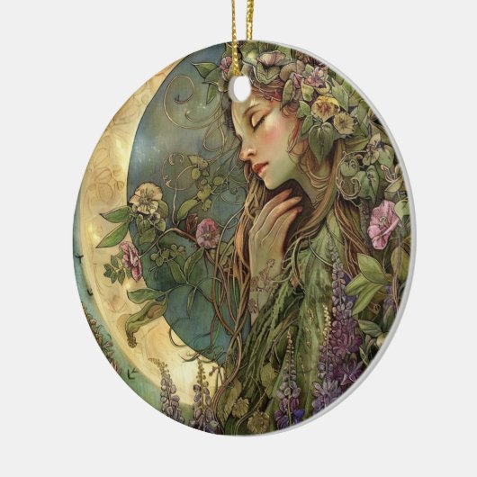 Crescent Moon Ostara Keramisch Ornament (Links)