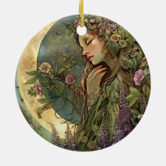 Crescent Moon Ostara Keramisch Ornament (Achterkant)