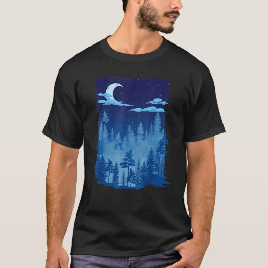 Crescent Moon Outdoor Forest Trees Moonlight Natur T-shirt (Voorkant)