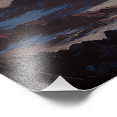 Crescent Moon Over Misty Mountain Valley Foto Afdruk (Hoek)