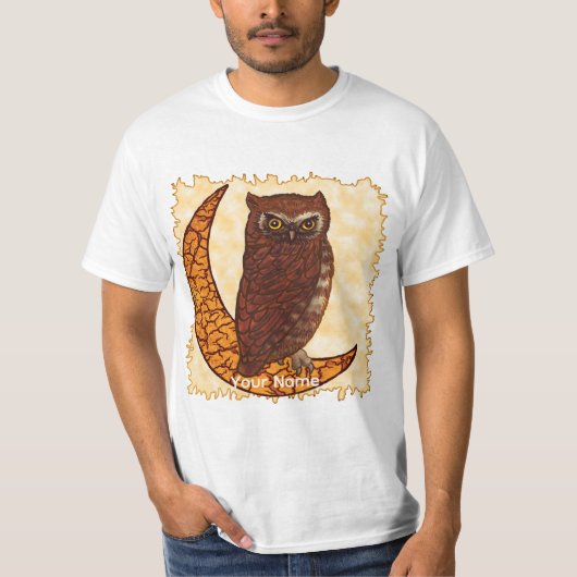 Crescent Moon Owl T-shirts (Voorkant)