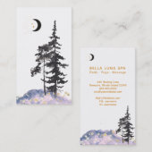 *~* Crescent Moon Pine Trees Gold Stars Glitter Visitekaartje (Voorkant / Achterkant)