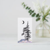*~* Crescent Moon Pine Trees Gold Stars Glitter Visitekaartje (Staand voorkant)