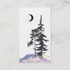 *~* Crescent Moon Pine Trees Gold Stars Glitter Visitekaartje