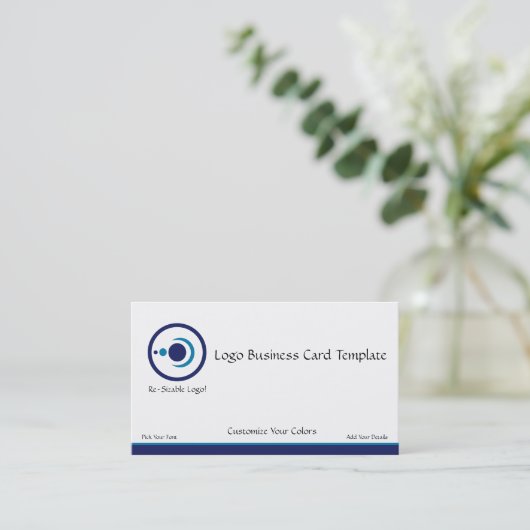 Crescent Moon Planets Blue Logo Visitekaartje (Staand voorkant)