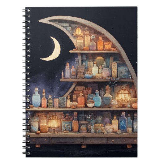 Crescent Moon Potion Shelf Notitieboek (Voorkant)