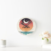 Crescent Moon Rain Boho Line Art Ronde Klok (Huis)