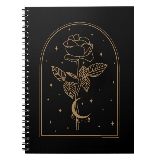 Crescent Moon Roos Occult Witchcraft Wicca Notitieboek (Voorkant)