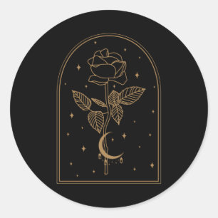 Crescent Moon Roos Occult Witchcraft Wicca Ronde Sticker