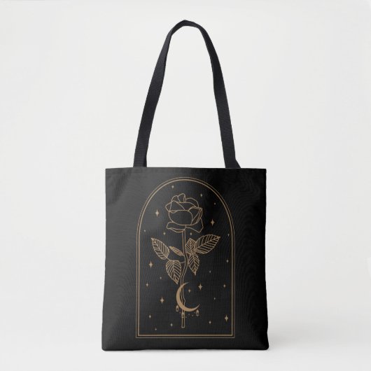 Crescent Moon Roos Occult Witchcraft Wicca Tote Bag (Voorkant)