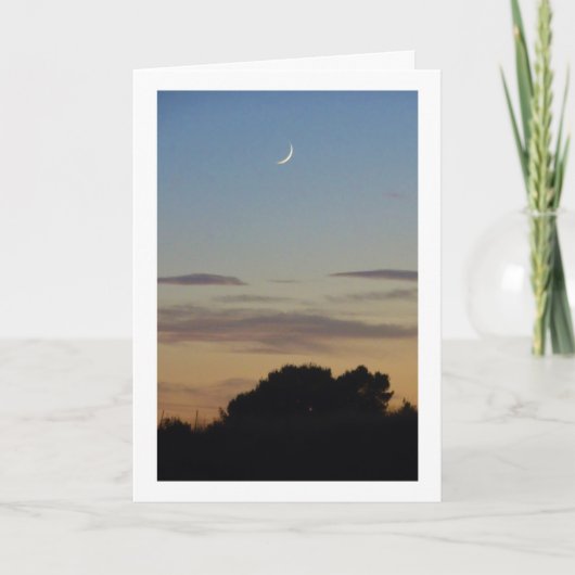 Crescent Moon Silhouet Landschap Kaart (Voorkant)