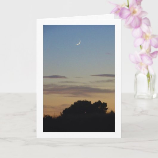 Crescent Moon Silhouet Landschap Kaart (Orchidee)