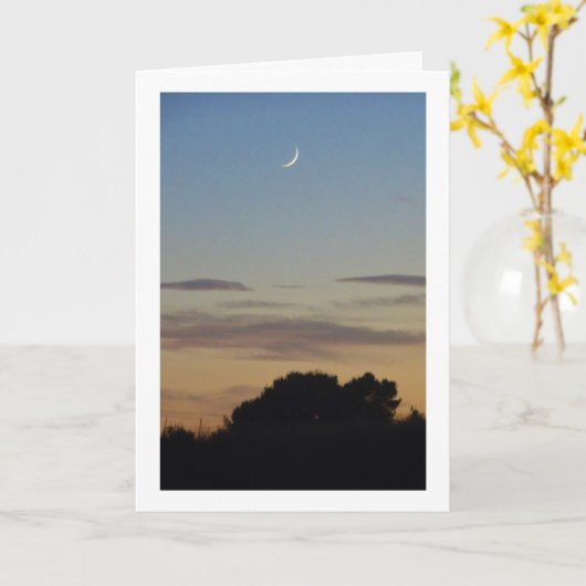 Crescent Moon Silhouet Landschap Kaart (Gele Bloem)