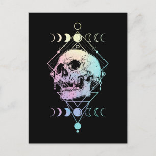 Crescent Moon Skull Occult Witchcraft Pastel Gothi Briefkaart