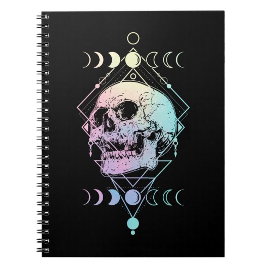 Crescent Moon Skull Occult Witchcraft Pastel Gothi Notitieboek (Voorkant)