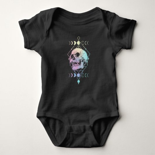 Crescent Moon Skull Occult Witchcraft Pastel Gothi Romper (Voorkant)