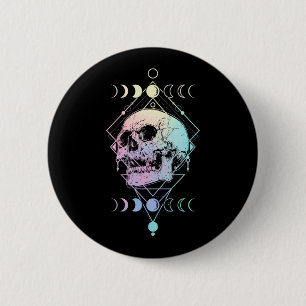 Crescent Moon Skull Occult Witchcraft Pastel Gothi Ronde Button 5,7 Cm