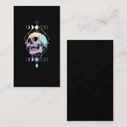 Crescent Moon Skull Occult Witchcraft Pastel Gothi Visitekaartje (Voorkant / Achterkant)